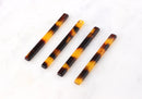 4 Extra Long Bars in Tortoiseshell, Stick Earring Findings, Cellulose Acetate, 45 x 4mm