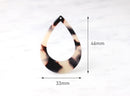 2 Large Teardrop Frame Charms for Earrings, Blonde Tortoise Shell, Acetate, 46 x 33mm