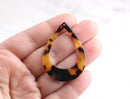 2 Dark Tortoise Shell Pendants Acetate Acrylic, Extra Large Links, Hip Hop Earrings, Open Teardrop Links Plastic Tortoise, TD007-46-TT