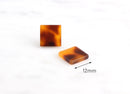 4 Tortoiseshell Earrings Findings, Faux Amber Bead Undrilled Mini Stud Earrings DIY Tiny Flat Stud Small Square Blank Laser Cut LAK021-12-FT