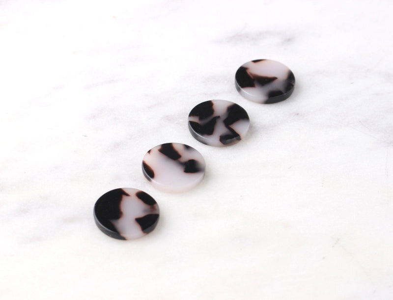 4 Small Cabochons for Earring Blanks, Ash Blonde Tortoise Shell, Round Circle Shape, Great for Studs, 15mm