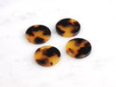 4 Round Circle Connectors with 2 Holes, Cheetah Print, Coin Shape, Cellulose Acetate, 20mm