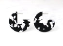 Black White Hoops 1.5 Inch, 1 pair Tortoiseshell Hoop Earrings Acrylic Tortoise Earring Lucite Hoop Lightweight, Cracked Marble EAR011-40-BW