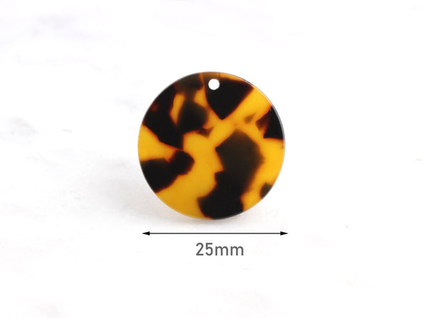 4 Large Coin Pendant Tortoise Shell Circle, Flat Round Discs 1 Inch Vinyl Blank Coin Disc Beads, Classic Tortoise Jewelry Supply CN031-25-TT