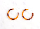 Tortoiseshell Acrylic Earring Findings, 1 Pair, Neon Orange Earrings, Red Orange Hoop Earring Cellulose Acetate Small Thin Hoop EAR016-30-FT