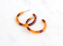 Tortoiseshell Acrylic Earring Findings, 1 Pair, Neon Orange Earrings, Red Orange Hoop Earring Cellulose Acetate Small Thin Hoop EAR016-30-FT