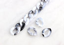 1ft Small Plastic Chain Links in Carrara Marble, 10mm, White and Gray
