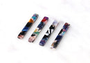 4 Vertical Bar Charms, Rainbow Tortoise Shell Beads Long Bar Pendant Skinny Bar Blanks Rectangle Resin Tortoise Multicolor BAR007-35-DMC