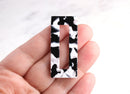 2 Cracked Marble Pendant Black and White Tortoise Shell Pendant Blank Acrylic Cut Out Black Acetate Charm Big Rectangle Tag Flat DX013-47-BW