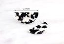 2 Large Half Moon Charm, Black and White Tortoise Shell, Earring Blanks, Cellulose Acetate, 37 x 18mm
