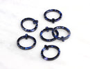 4 Double Hole Ring Links, Blue Acetate Charms Dark Blue Marble Tortoise Shell Earring Findings Blue Picasso Bead, Circle 2 Holes RG034-25-DU