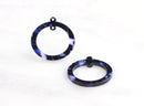 4 Double Hole Ring Links, Blue Acetate Charms Dark Blue Marble Tortoise Shell Earring Findings Blue Picasso Bead, Circle 2 Holes RG034-25-DU