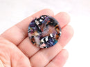 4 Large Round Pendants, Acetate Pendant Tortoise Shell Supply, Dark Marble Resin, Acrylic Drops, Colorful Tortoise Findings, CN035-35-DMC