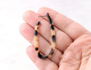 Blonde Tortoise Shell Hoop Earrings Components, 1 Pair, U Shape Hoop Acetate Earrings Tortoiseshell Jewelry Plastic Hoops Oval, EAR019-53-BT