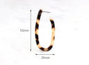 Blonde Tortoise Shell Hoop Earrings Components, 1 Pair, U Shape Hoop Acetate Earrings Tortoiseshell Jewelry Plastic Hoops Oval, EAR019-53-BT