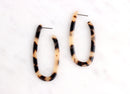 Blonde Tortoise Shell Hoop Earrings Components, 1 Pair, U Shape Hoop Acetate Earrings Tortoiseshell Jewelry Plastic Hoops Oval, EAR019-53-BT