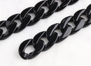 1ft Glossy Black Acrylic Chain Links, 30mm, For Purse Straps and Necklaces