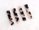 4 Straight Bar Connectors for Necklaces, 2 Holes, Blonde Tortoise Shell, Horizontal Rectangle Links, Cellulose Acetate, 35 x 7.5mm