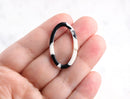 4 Large Oval Links, Black and White Tortoise Shell Connectors Plastic Chain Links Acrylic, Open Oval 1 Inch, Black Marble Beads, VG021-33-BW