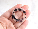 2 Large Round Rings in Blonde Tortoise Shell, 1 Hole, Infinity Circle, Cellulose Acetate, 40mm