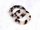 2 Large Round Rings in Blonde Tortoise Shell, 1 Hole, Infinity Circle, Cellulose Acetate, 40mm