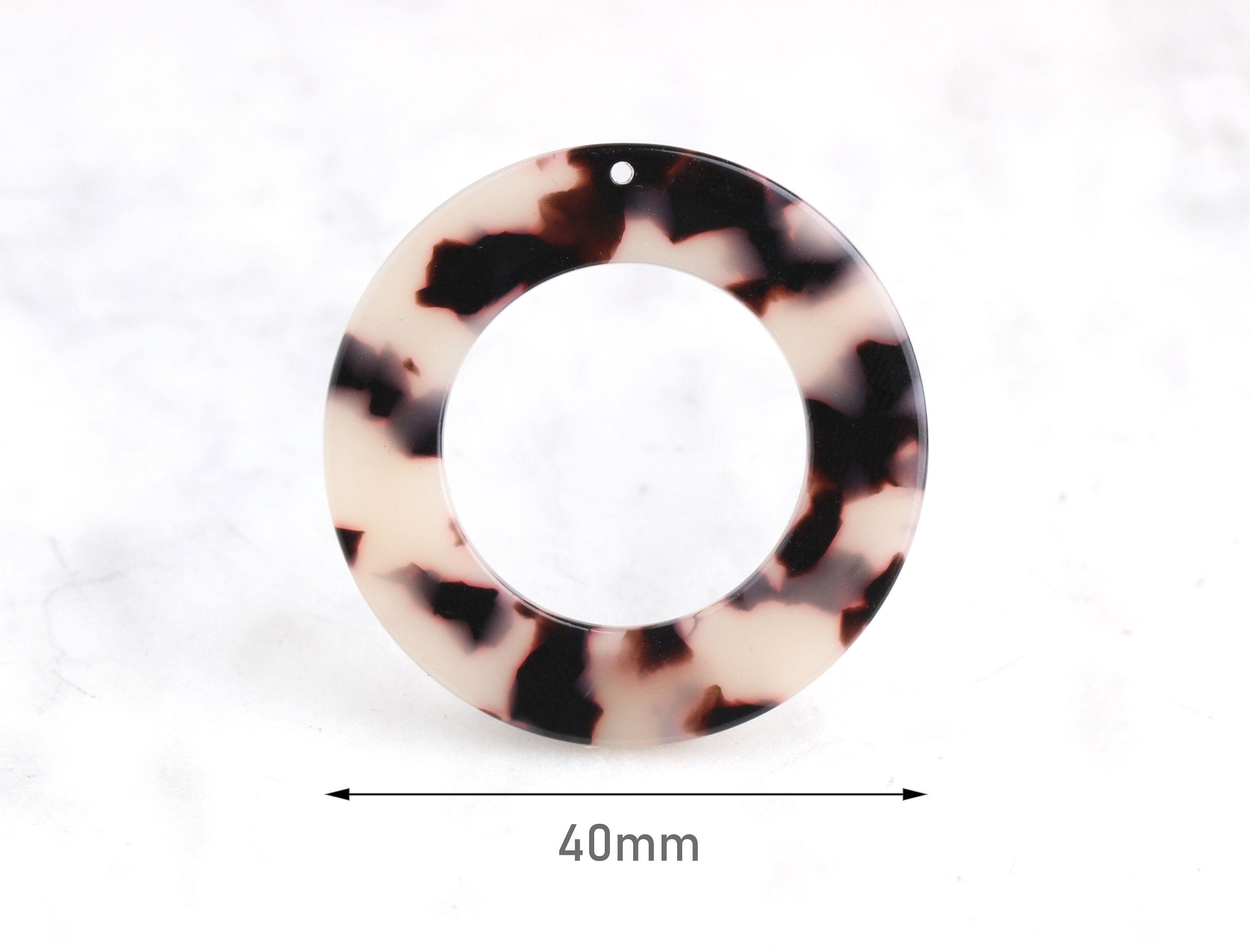 2 Large Round Rings in Blonde Tortoise Shell, 1 Hole, Infinity Circle,