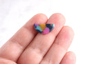 4 Small Half-Moon Charms, Blue Pink Yellow, Rainbow Studs Earrings Tortoise Shell Jewelry Acetate Acrylic Shapes Tropical Bead LAK023-20-UPY