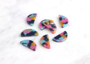 4 Small Half-Moon Charms, Blue Pink Yellow, Rainbow Studs Earrings Tortoise Shell Jewelry Acetate Acrylic Shapes Tropical Bead LAK023-20-UPY