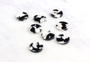 4 Black and White Tortoiseshell Beads, Flat Circle Small Round Tortoise Shell Discs 15mm Acetate Charm Acrylic Tortoise Earrings CN034-15-BW
