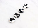 4 Black and White Tortoiseshell Beads, Flat Circle Small Round Tortoise Shell Discs 15mm Acetate Charm Acrylic Tortoise Earrings CN034-15-BW