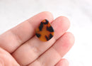 4 Small Bell Shapes in Faux Tortoise Shell Beads, Lucite Flower Petal Charms, Orange Teardrop Resin Findings, Irregular Shape, FW007-21-TT