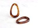 2 Large Oval Rings, Oval Hoops Acrylic Tortoise Shell Beads, Teardrop Links, Irregular Shape, Tortoiseshell Earring Findings, VG022-49-AM