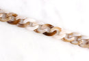 1ft Cafe Latte Acrylic Chain Links, 10mm, Light Brown and White Marble