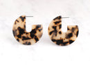 Blonde Tortoise Shell Hoop Earring Findings, 1 pair, Chunky Hoops Resin, Round Tortoiseshell Earrings Acetate Jewelry Supply, EAR012-43-BT