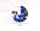 Blue Tortoise Shell Earrings 1 pair, 2 Inch Hoops, Resin Hoop Earrings, Blue Acetate Earrings Findings, Acetate Jewelry Supply, EAR015-43-BY