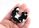 Chunky Resin Hoop Earrings Parts, 1 pair, 4 cm Hoops, Acetate Earring Parts, Tortoiseshell Earrings, Tortoise Findings Acrylic EAR017-43-BW