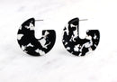 Chunky Resin Hoop Earrings Parts, 1 pair, 4 cm Hoops, Acetate Earring Parts, Tortoiseshell Earrings, Tortoise Findings Acrylic EAR017-43-BW