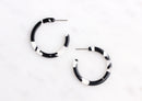 Mini Hoop Earring Parts, 1 Pair, Black and White Tortoise Shell Jewelry Supply, Small Round Hoops 30mm, Thin Dainty Hoops, EAR029-30-BW