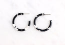 Mini Hoop Earring Parts, 1 Pair, Black and White Tortoise Shell Jewelry Supply, Small Round Hoops 30mm, Thin Dainty Hoops, EAR029-30-BW