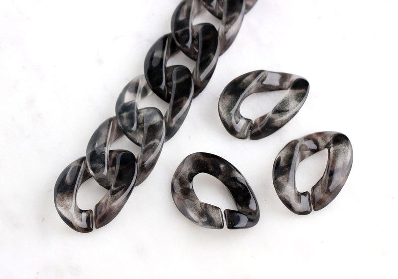 1ft Large Black Tortoise Shell Chain, 30mm, Transparent Acrylic, Decorative Chain