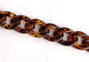 1ft Tortoiseshell Chain Links, 24mm, Rich Brown Acrylic, Chunky, For Purse Handles