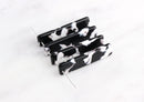 4 Black Acetate Charms, Vertical Bar Shaped, Black and White Marble, 35 x 7.5mm