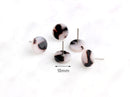 White Tortoise Shell Stud Earring Findings, 1 Pair, Small Post Earrings Marble Studs, Acetate Acrylic Earring Parts, Dot Studs EAR032-10-AWT