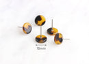 Tortoise Shell Earring Findings, 1 Pair, Acrylic Acetate Discs, Small Circle Stud Earrings Tortoiseshell Jewelry, Pebble Studs, EAR033-10-TT