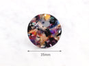 4 Large Round Pendants, Acetate Pendant Tortoise Shell Supply, Dark Marble Resin, Acrylic Drops, Colorful Tortoise Findings, CN035-35-DMC