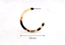 Blonde Tortoise Shell Half Hoops 35mm, 1 pair, Large Thin Hoop Earring White Marble Resin Delicate Hoops Circle Acetate Earring EAR018-35-BT