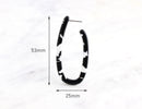 Oval Hoop Earrings Supply, 1 pair, Black and White Tortoise Shell Hoops Acetate Jewelry Findings, Animal Print, 2 Inch Hoops, EAR020-53-BW
