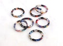 4 One Inch Ring Links, Colorful Tortoise Acetate Charms, Thin Flat Ring Bead, Faux Tortoise Shell Ring Connector, Resin Marble RG038-24-DMC