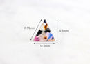 4 Tiny Triangle Drop, 12mm Triangle Disc, Colorful Small Triangle Charm Tortoise Shell Bead Blank Rainbow Marble Resin Pour TR002-12-KMC
