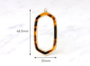 1 Brushed Gold Tortoise Shell Pendant, Large Drop Pendant Tortoiseshell, Metal Setting, Satin Gold Hexagon Ring Charm Acetate MA001-48-GTT